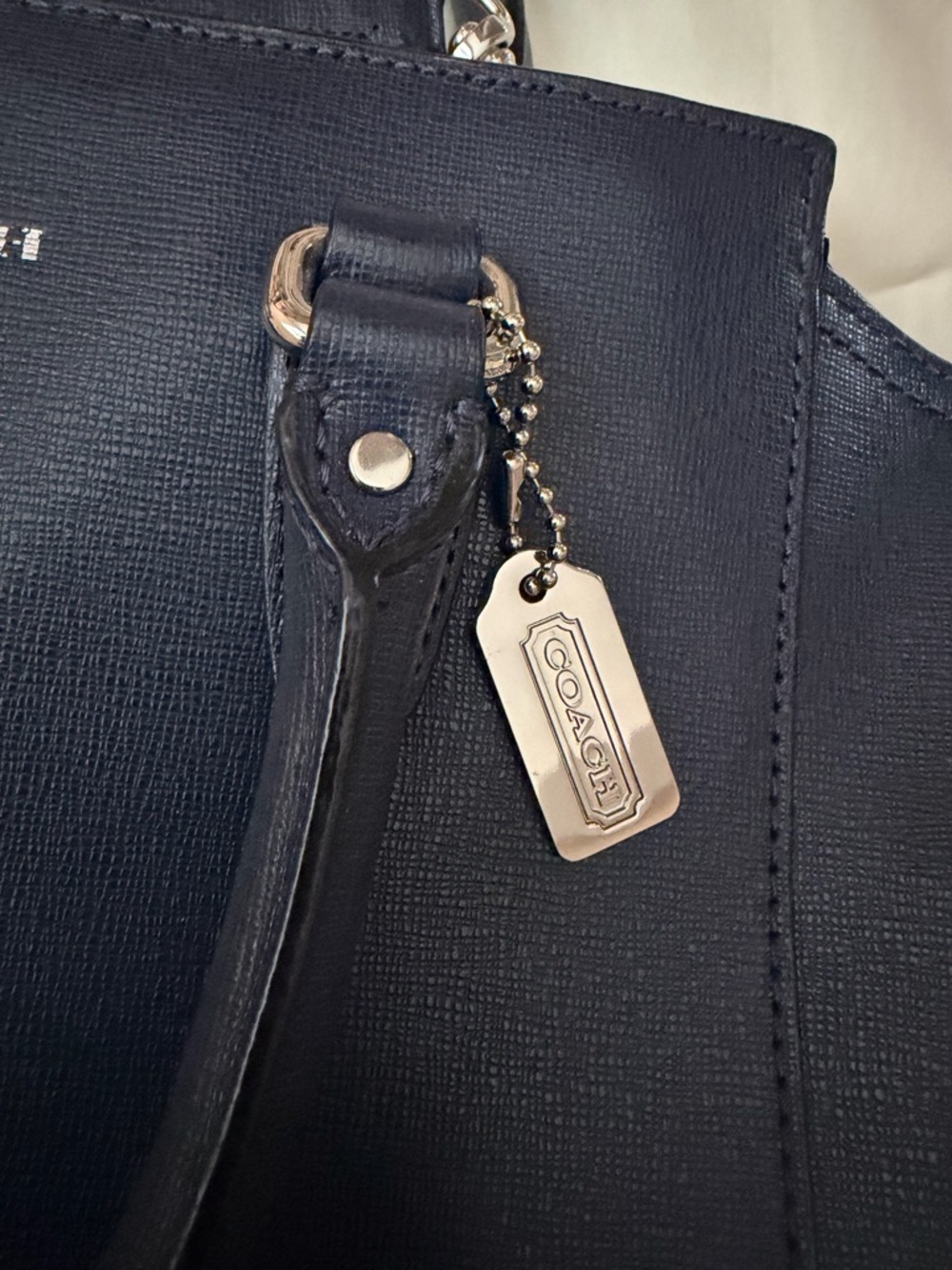 Coach Navy Saffiano Leather Mini Tanner Tote - Picture 7 of 10